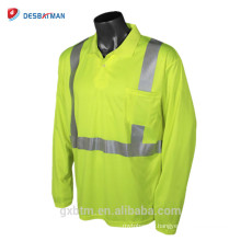 ANSI-Klasse 2 100% wicking Polyester Mesh High Visibility reflektierende Sicherheit Polo Shirts Langarm